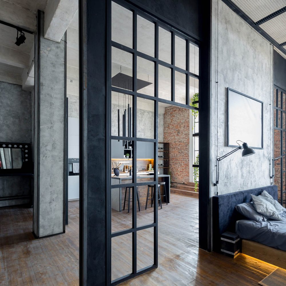 luxury studio apartment with a free layout in a loft style in da